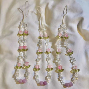 Lovely Bead Wristchain Smart Phone Strap Lanyards Keychain Pendant Mobile Phone Floral Bracelet