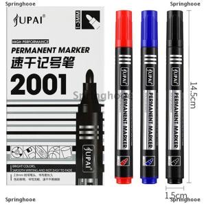 [COD] Springhooe Waterproof Marker Pen Oil Permanent Dual Tip 2.8 mm Nib Black Blue Red Art Marker Pens School Office Stationery
