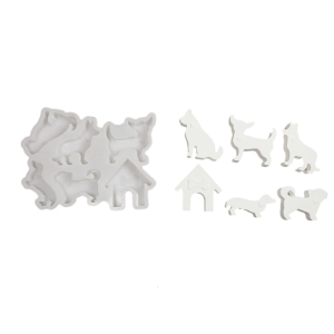 Family of Dog Figurine Silicone Molds for Soap Home Decoration Easy Demolding Epoxy Resin Silicone Molds