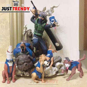 Naruto Anime Kakashi Gk Statue Hatake Kakashi With Ninja Dogs Set Pvc 1/6 Scale 37cm Collection Model Figure Toys