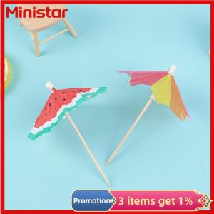 Ministar 50PCS Cocktail Umbrella Sticks Decorative Toothpicks Fruit Dessert Drinks Picks