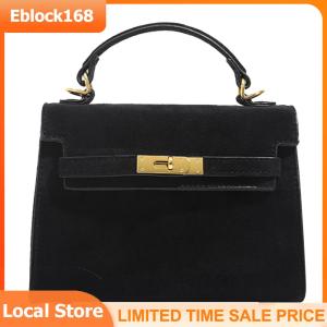 Women Faux Suede Crossbody Bag Solid Color Tote Handbag Top Handle Bag for Daily Travel Work