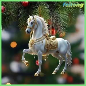 【feitong】🚕🚕【HOT SALE】 2D Acrylic Horse Car Rearview Mirror Pendant Charm Christmas Tree Backpack Hanging Ornament Party New Year Decoration Hanging