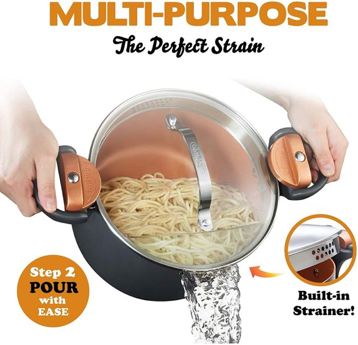 GOTHAM STEEL Quart Multipurpose Pasta Cooking Kitchen Pot with