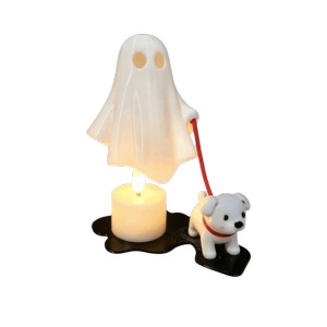 N6MBRH Ornaments Dog-Walking Ghost Decor 3D Printed Funny Halloween Decorations Home Decor Cute Ghost Figurine Halloween Gifts