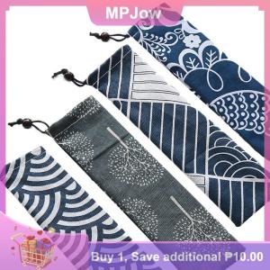 【MPJow】 Japan Style Cutlery Bag Reusable Travel Drawstring Pouch for Kitchen Tableware Fork Spoon Bamboo Chopsticks Cleaning Brush