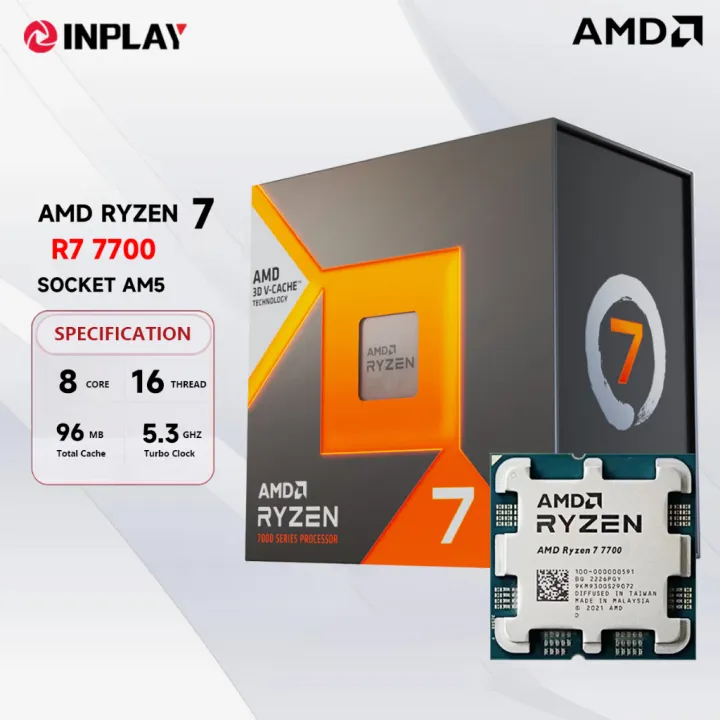 AMD Ryzen 7 7700 Desktop Processor Build-in GPU 8-Core 16-Thread CPU ...