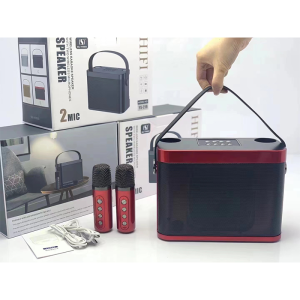 YS-209 Wireless Microphone Bluetooth Portable Stereo Family Party Ktv Equipment Audio Car/Outdoor/Indoor Wireless Bluetooth Speaker with 2pcs Portable Wireless Mini Microphone for Karaoke