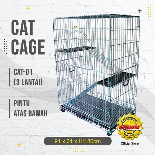 Kandang Kucing Tingkat Octagon CAT-01 91x61x130cm Kandang Hewan