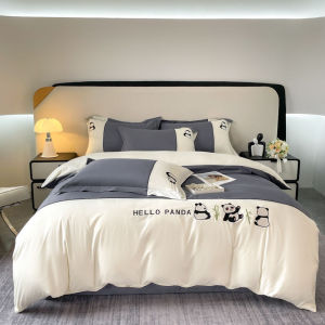 Washed Cotton Panda Skin-Friendly Brushed Cotton Duvet Cover Four-Piece Set Bedding Dormitory Student Bed Sheet Three-Piece Set LZD