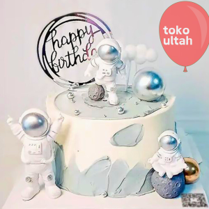 Topper Mainan Astronot Set 3 untuk Hiasan / Dekorasi Kue Ulang Tahun Anak Karakter (Toper Cake)