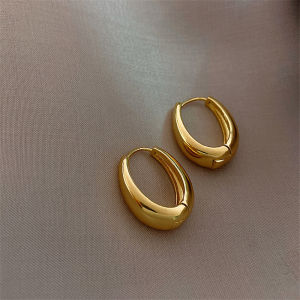 2021 New Classic Copper Alloy Smooth Metal Hoop Earrings For Woman Fashion Korean Jewelry Temperament Girls Daily Wear earrings