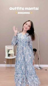 NJ Ningning Midi Dress Gamis Wanita Muslimah Casual Gaun Korean Style