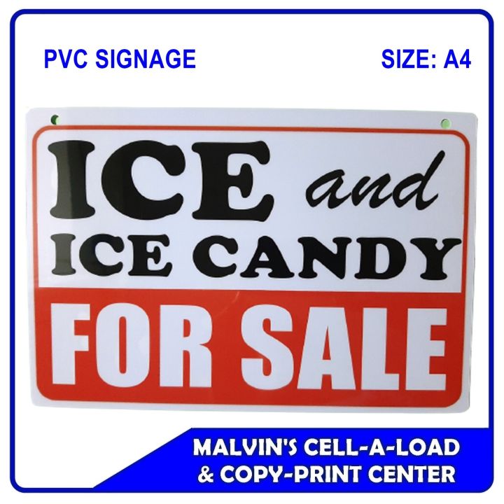 Pvc Signage Ice And Ice Candy For Sale Size A4 Lazada Ph 8104