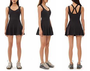 [Karin]Sean Tsing® Volleyball Dress with Padded and Shorts Women Sleeveless Backless Dress for Beach Badminton Tennis Golf Outfits