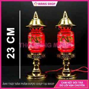 [Giá một cặp] Đèn Thờ Phú Quý Song Long Dùng Bóng Quả Nhót Dễ Dàng Thay Thế Để bàn Thờ Tài Địa Bàn Thờ Phật
