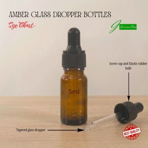 Amber glass dropper with black cap