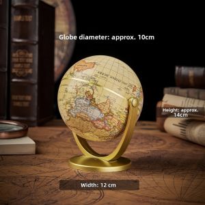 Rotating Retro Earth World Globe Map Ball Decorative Rotating Earth Globe with Base Miniatures Gift Office Gadgets