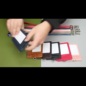 Black PU Leather Holder with Blocking Shielding Slots and Removable Lanyard for Professionals and Students