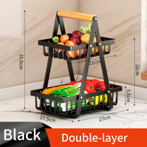 【SG READY STOCK】2 Tier/3 Tier Onion Storage Basket Countertop Fruit Vegetable Basket Portable Storage Rack Home Organizer Living Room Kitchen Bread And Snacks Basket Desktop Organiser