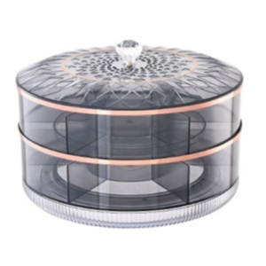 NEXASHOP 2 Layers Dried Fruit Storage Box Large Capacity 360 Degrees Rotatable Food Storage Box  Moistureproof Snack Display Box Fruit Plate