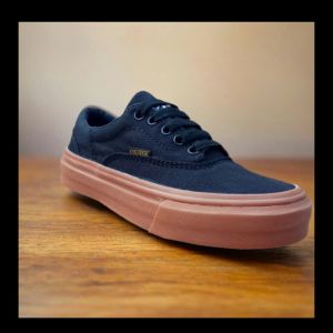 Sepatu anak sekolah terbaru sneaker skate kasual fashion santay kanvas black gum
