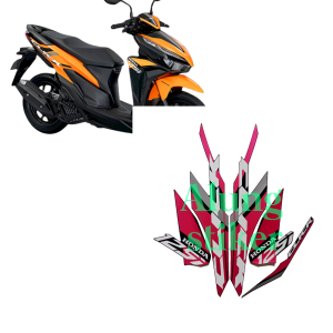 STIKER STRIPING LIS LES BODY MOTOR HONDA VARIO TECHNO 125 FI TAHUN 2019 THAILAND FULL HITAM-PINK
