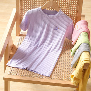 Spring and Summer New Childrens Sleeping Dress Candy Color Children Nightdress 100-160 Ice Silk Sunken Stripe Girls skirts