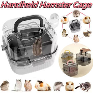 Portable Large Hamster Travel Cage Breathable Spacious Habitat with Translucent Design & Accessories