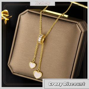 Heabety New Ánh Sáng Sang Trọng Zircon Pha Lê Trái Tim Mặt Dây Chuyền Dây Chuyền Cho Phụ Nữ Hàn Quốc Thời Trang Ngọt Ngào Thép Không Gỉ Xương Đòn Chuỗi Đồ Trang Sức