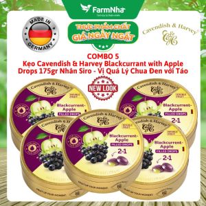 (Combo 5) Kẹo trái cây Cavendish & Harvey vị BLACKCURRANT WITH APPLE FILLING 175gr Nhân Siro