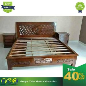 Ranjang Tempat Tidur Dipan Sandaran Kayu Jati Harga Murah