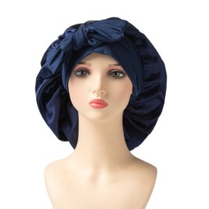 DOWNA Satin Material Sleeping Bonnet Adjustable Strap Solid Color Hair Care Cap Gentle Wide Brim Design Satin Sleep Bonnet For Sleeping