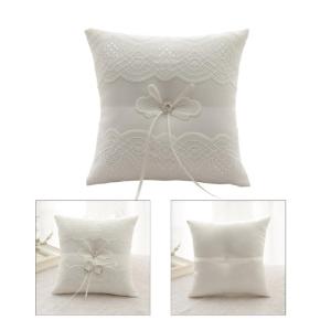 Wedding Rings Pillow for Wedding Decoration Exquisites Laces Pearls Rings Pillow Decoration Bridals Cushions with Ribbons