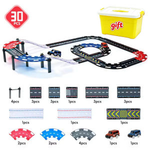 Romboss Magnetic Tiles City Traffic Track Car Toy Magnetic Building Blocks Construction Set STEM Educational Toy for Boys 3-6 Years Birthday Gift
