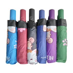 (ELLA SHOP) 3 folds Printed Automatic Coated Cat & Mouse Design High Quality Umbrella