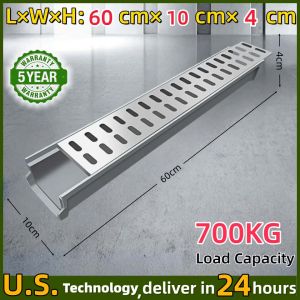 U-Shape Drainage Gutter Kit with Grating | Prefabricated Resin Sewer for Rainwater Outdoor