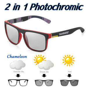 SHIMANO Fishing Photochromic Sunglasses Mem Women Polarized UV400 Outdoor Sports Change Color Glasses Driving Hiking Camping Cycling Eyewear 732