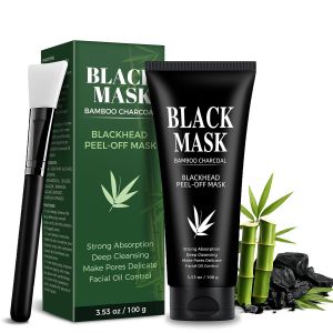 Blackhead Remover Mask Charcoal Peel Off Face Mask with Brush & Blackhead Remover Tools    Deep Cleansing Dirt Oil Smoothing Skin Shrinking Pores (100g 3.53oz)