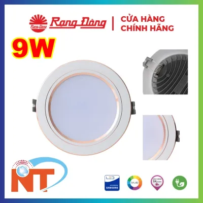 Chính Hãng Đèn LED âm trần Downlight Rạng Đông 3 Chế Độ Màu AT10 ĐM 110/9W Viền Vàng - Bảo Hành 2 Năm