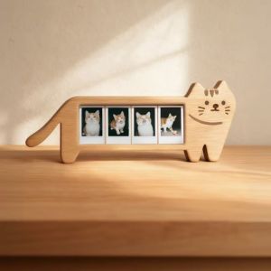 ALLLUCK Giữ được 4 bức ảnh Khung ảnh hình mèo Phim hoạt hình Bằng gỗ Hiển thị lưu trữ ảnh Sáng tạo Tự làm Khung ảnh kỷ niệm thú cưng Dành cho trang trí nhà cửa