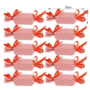 🎄Ready Stock🎄20pcs Christmas Candy Box Red White Ribbon Striped Paper Boxes Cracker Gifts Packaging Packs Xmas Tree New Year Party Home Decorations