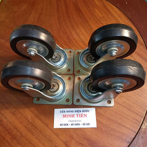 Bánh xe đen 10F xoay được 360 độ chất liệu thép với vỏ bánh xe cao su cứng chịu tải trọng lớn hoạt động êm ái bền bỉ
