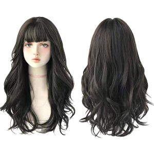 Fashionable Womens Wig Long Curly Hair Synthetic Realistic Big Waves Natural Fluffy Hiar Air Impact Wig