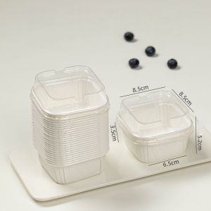 JACIRCLE 50PCS Square Cupcake Cups with Lids Pudding Cup Bake-resistant Cup Cupcake Cups Muffin Tins for Baking