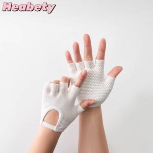 Heabety Women Anti-slip Yoga Gloves Cotton Fitness Half Finger Gloves Breathable Outdoor Cycling Bicycle Pilates Sports Fishing Gloves