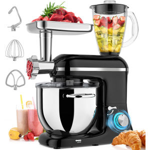 1900W Multifunctional Dough Mixer Stand Mixer Heavy Duty Mixer Juice Extractor Blender Meat Grinder Machine Cream Filling Machine Mixer Multifunctional Vertical Mixe Automatic Flour Mixing and Dough Machine