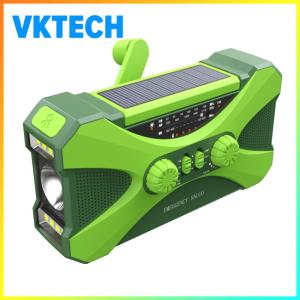 [Vktech] Portable Emergency Radio with Dual Speakers Rechargeable Solar Power Hand Crank AM FM Radio for Outdoor Use
