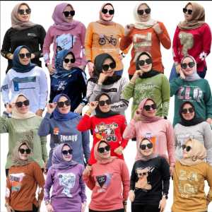 Zi.Collection Kaos Zolaqu Atasan Wanita Lengan Panjang Bahan Catton24s