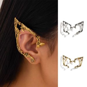 SWEET Alloy Elf Ear Clip Korean Style Outline Ear Hook Sweet Ear Cuff Rose Flower Hollow Ear Clips Carnival